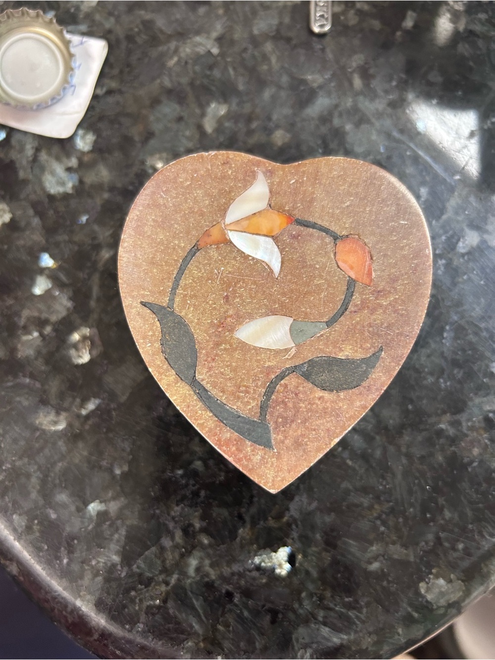 Heart-Shaped Decorative Trinket Box in Brown and White